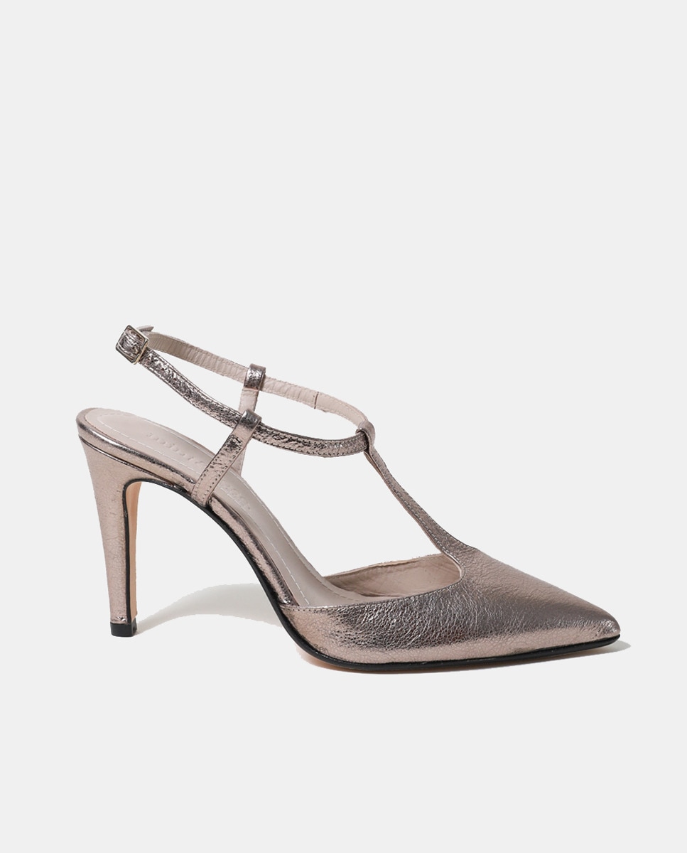 Женские туфли-лодочки Ava из металлизированной кожи с острым носком и каблуком-шпилькой Mint & Rose, серебро