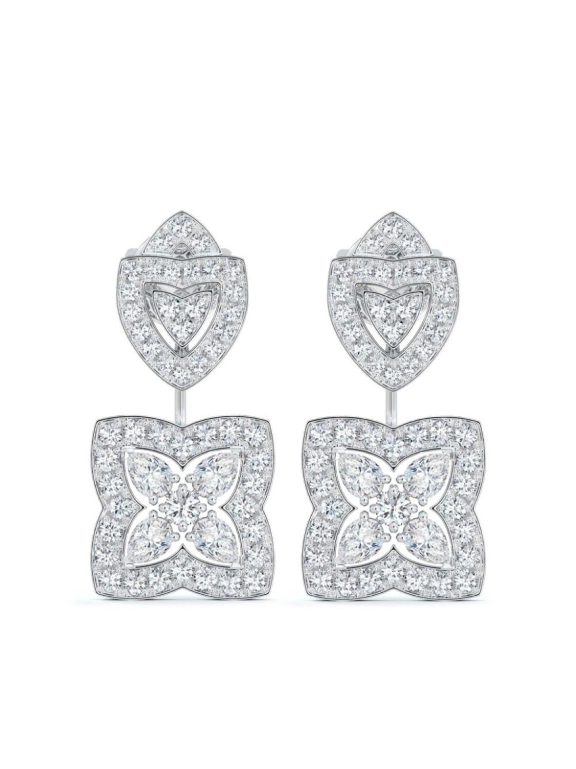 

Серьги-подвески Enchanted Lotus из белого золота с бриллиантами De Beers Jewellers, белый