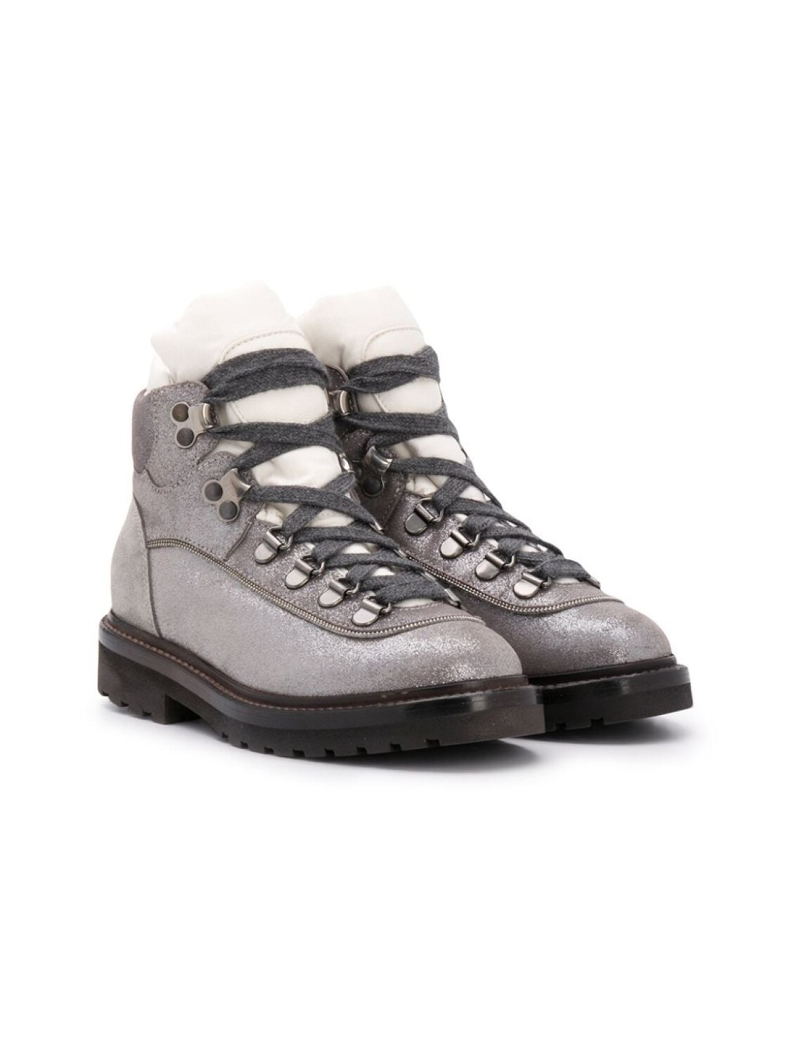 

Brunello Cucinelli Kids ботинки в стиле колор-блок, серебристый