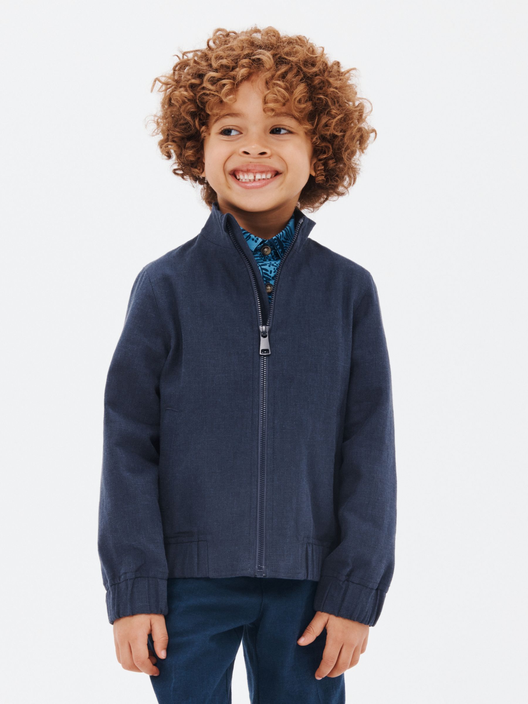 

Однотонная куртка из смесового льна на молнии John Lewis из коллекции Harrington, синяя