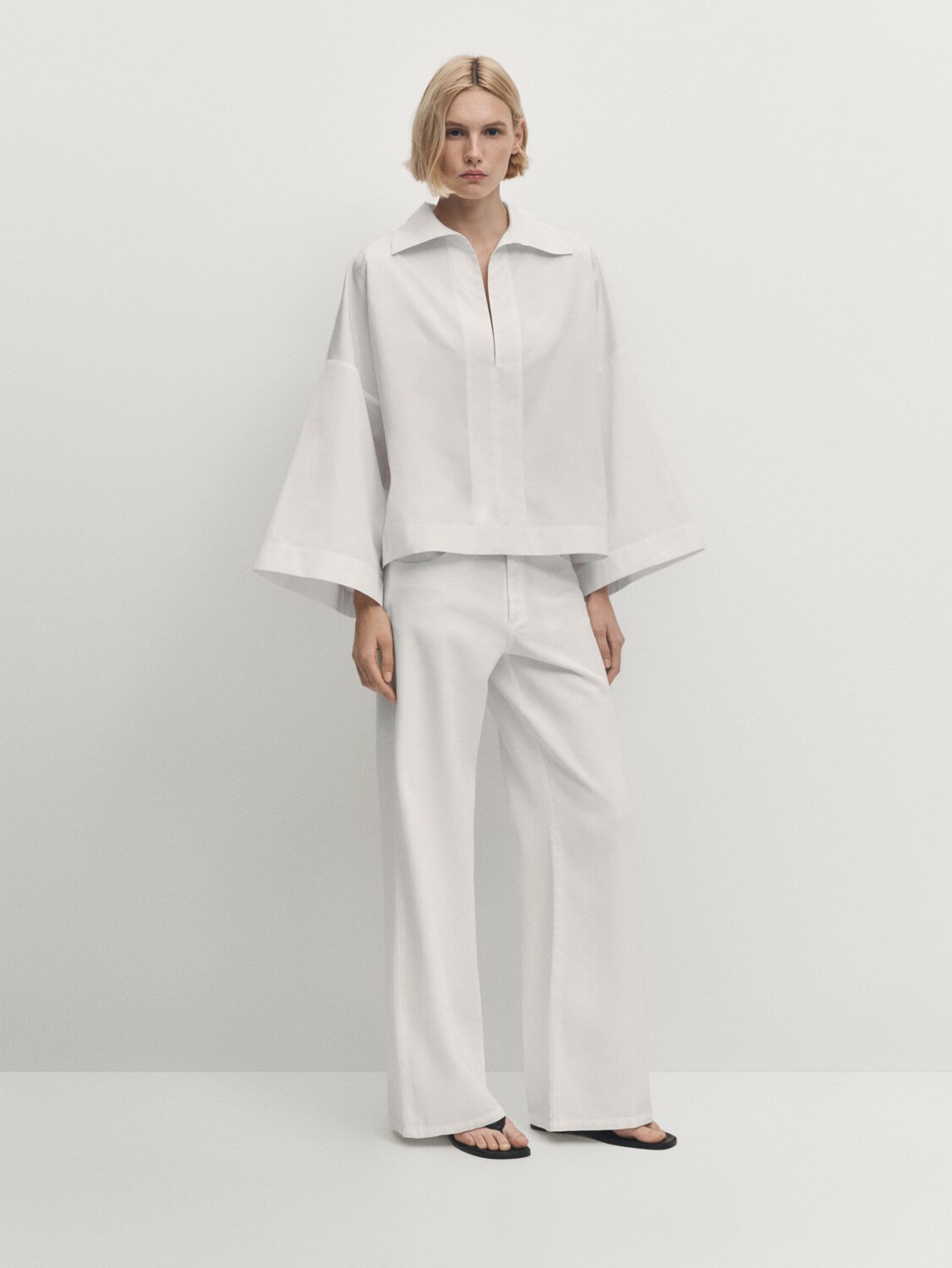 

Прямые струящиеся брюки. Massimo Dutti, бежевый