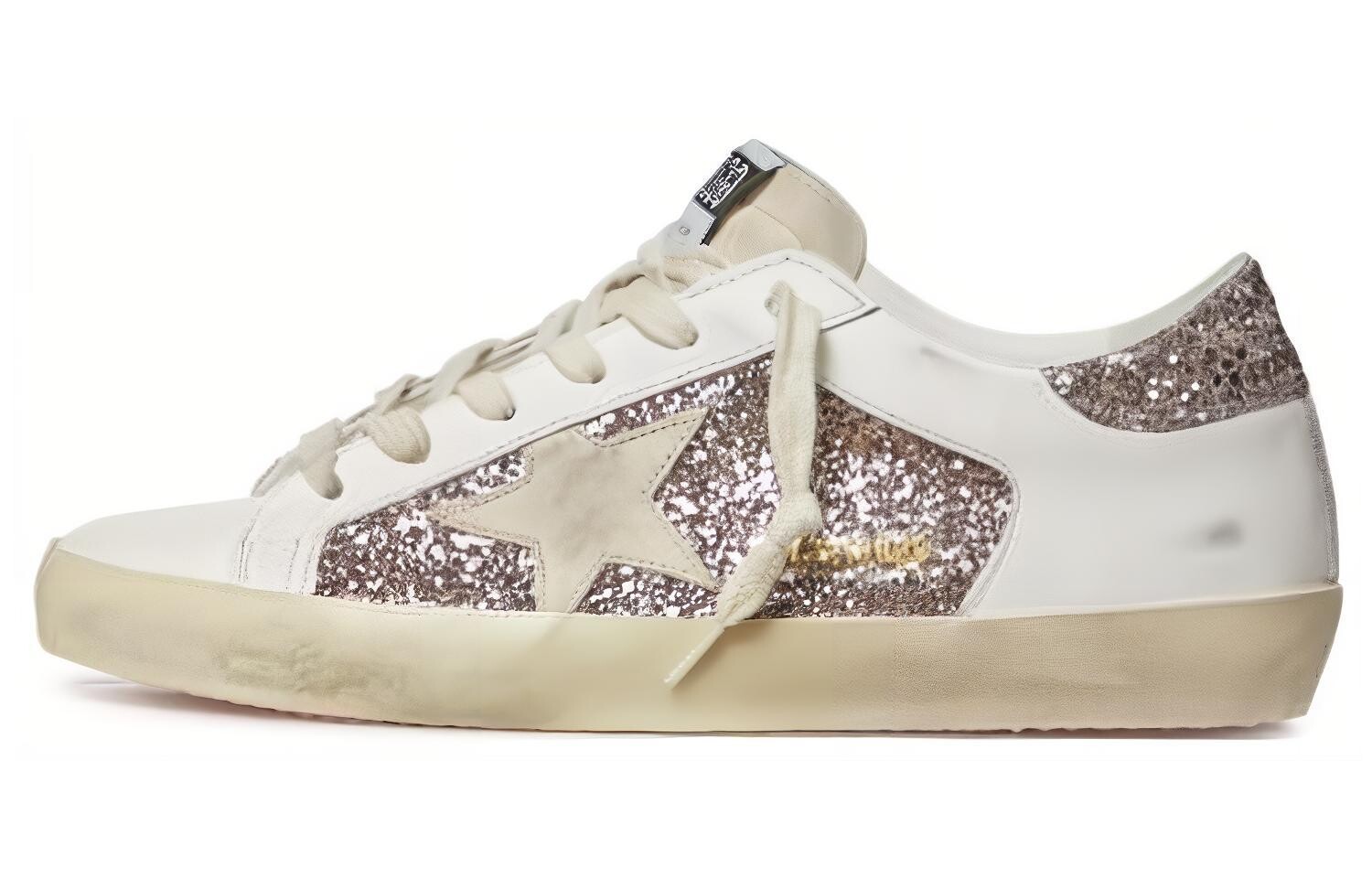 

Кроссовки Golden Goose Super-Star White Double Silver Glitter Women's, белый