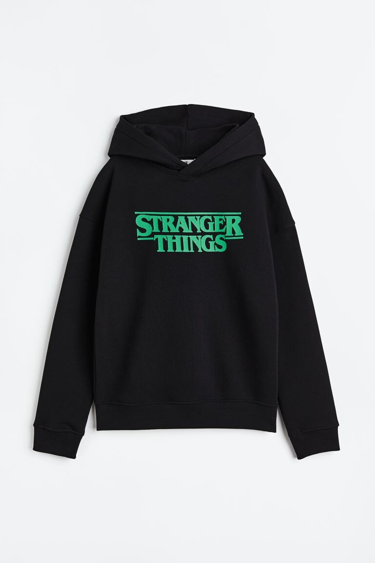 

Худи H&M Stranger Things Printed Oversized Printed, черный
