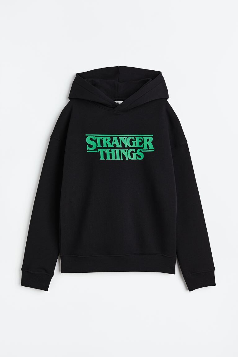 Худи H&M Stranger Things Printed Oversized Printed, черный