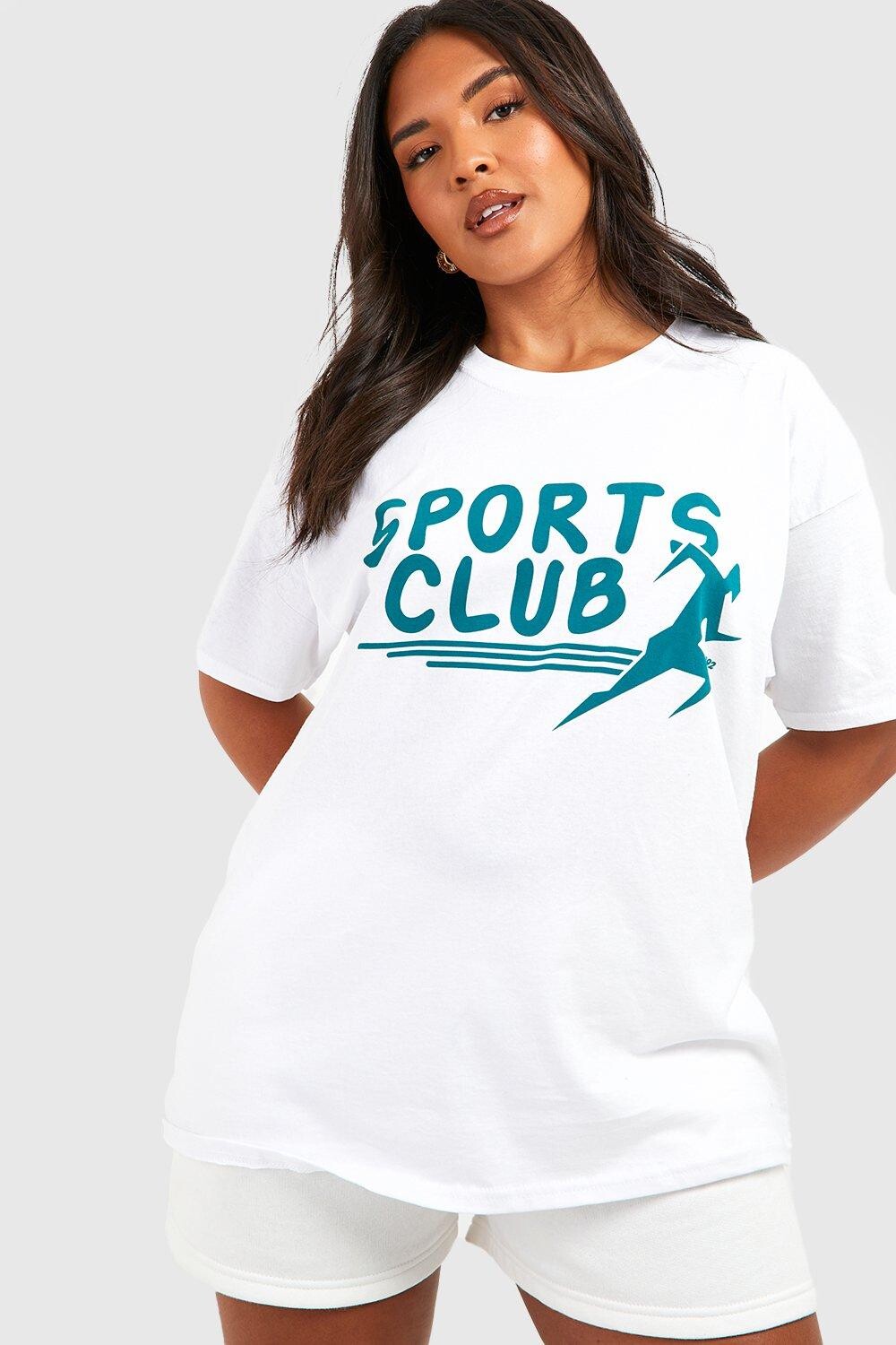

Футболка оверсайз plus sports club Boohoo, белый