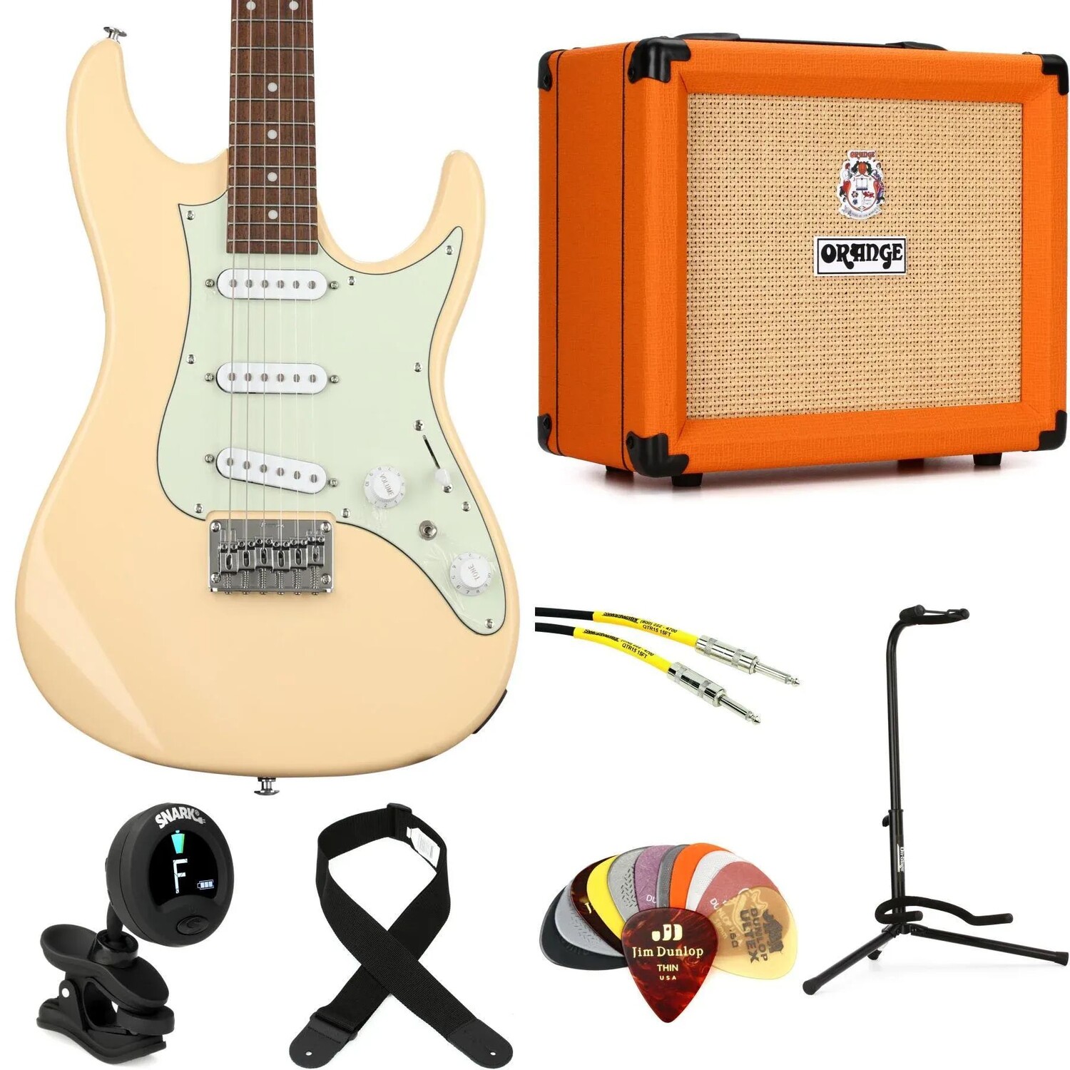 

Электрогитара Ibanez AZES и комплект Orange Crush, 20 ампер — слоновая кость