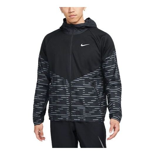 

Куртка Men's Nike Contrasting Colors Line Running Sports Training Hooded Jacket Black, черный