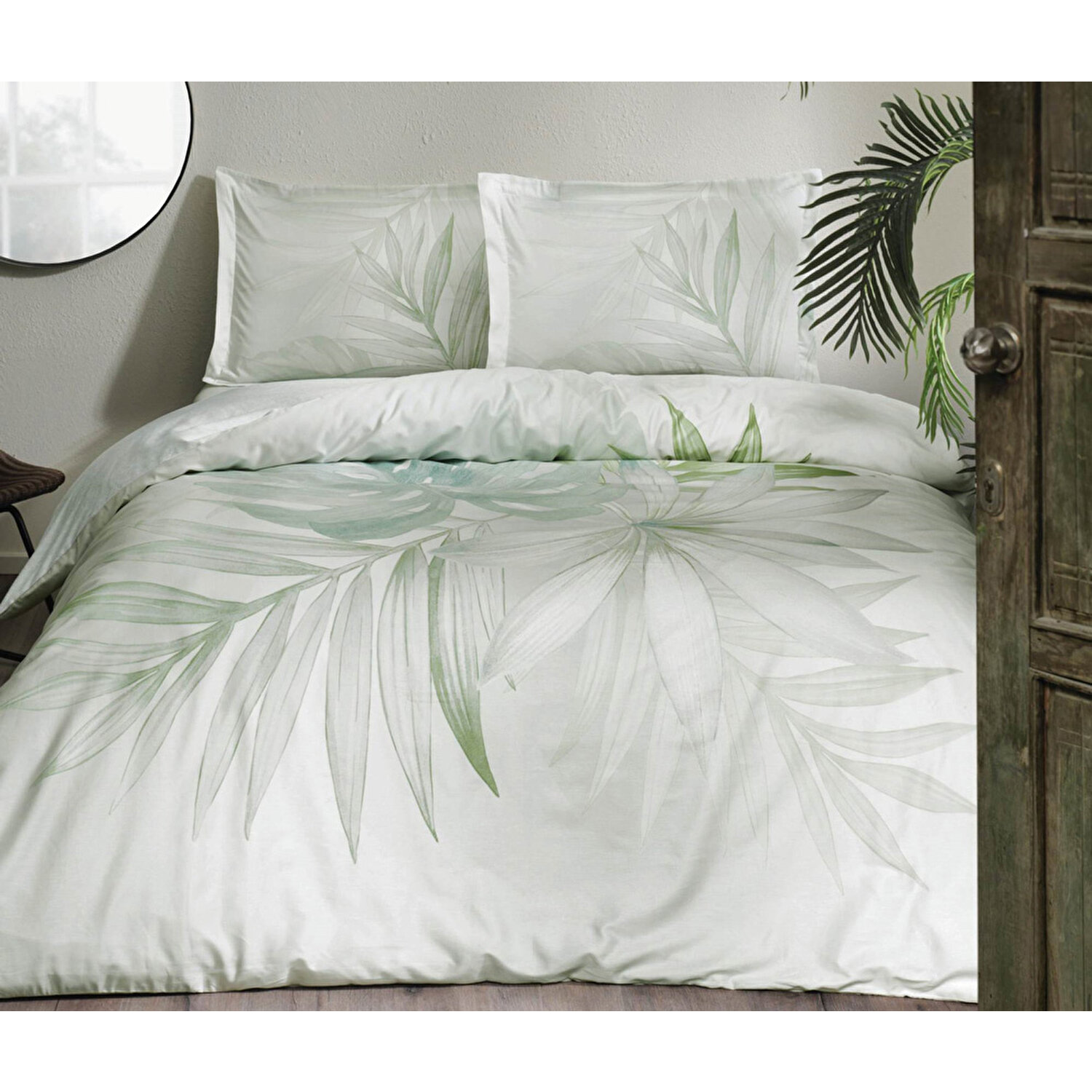 Комплект постельного белья Tac из хлопка и атласа Orlando Green, двойной
