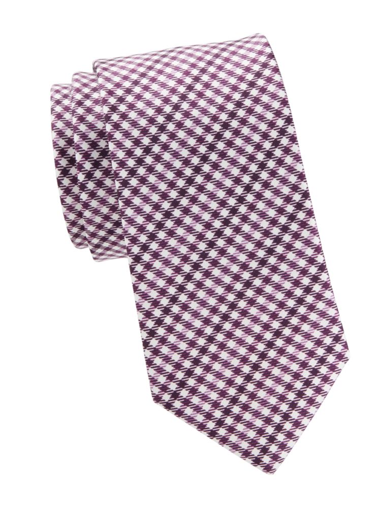 Шелковый галстук в клетку Brioni, цвет Blue Pink