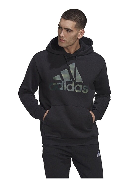 

Черная мужская толстовка с капюшоном с принтом Adidas, Черный
