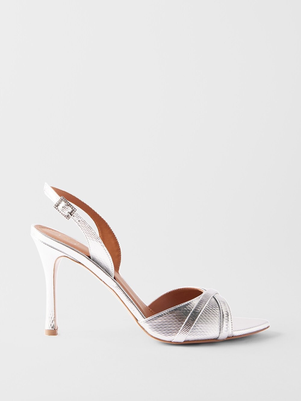 

Сандалии jayce 90 из кожи с эффектом металлик Malone Souliers, серебряный