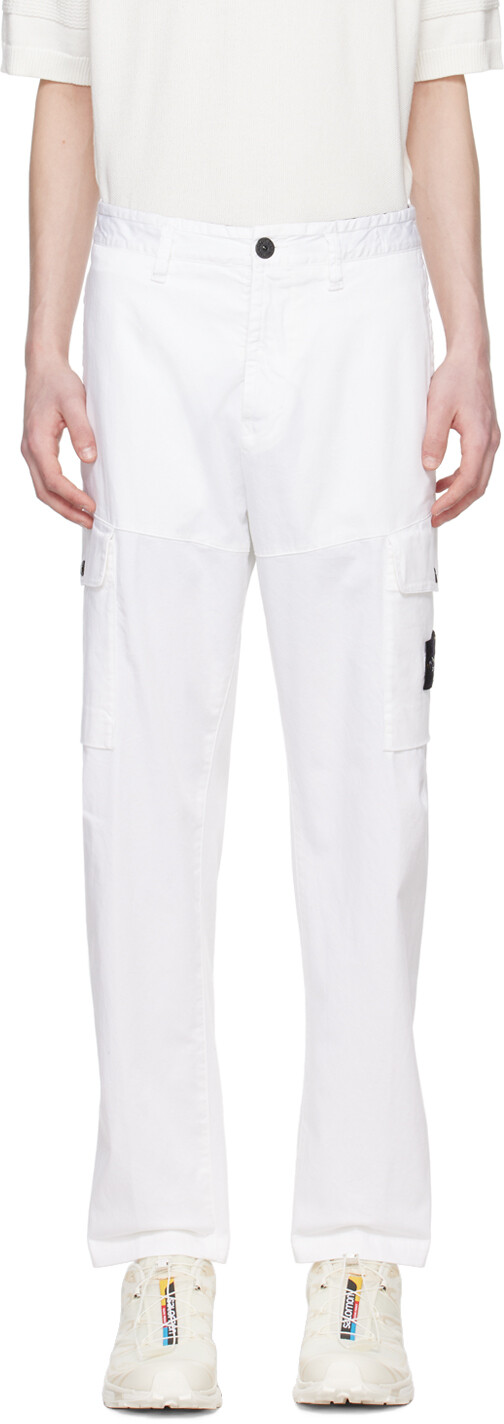 

Белые брюки-карго с нашивками Stone Island