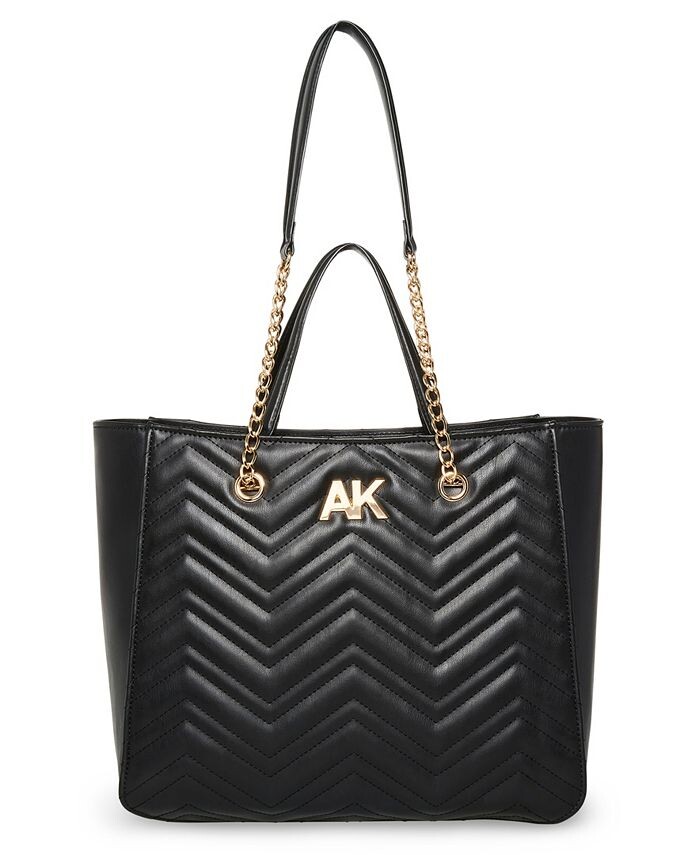 

Большая стеганая сумка-тоут с двойной ручкой Anne Klein, черный