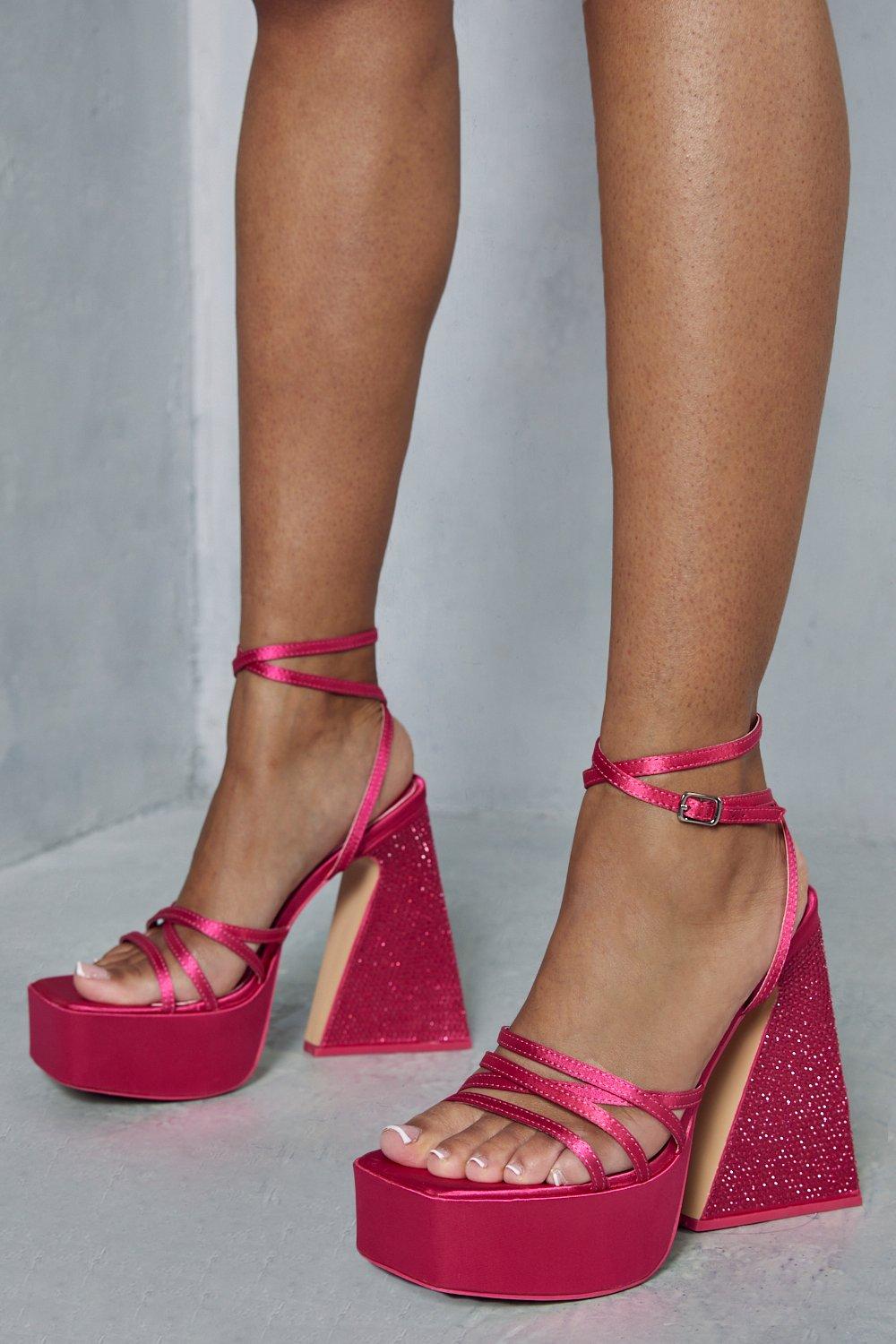 Туфли на блочном каблуке Extreme на платформе со стразами MISSPAP, розовый сандалии reeta на платформе на блочном каблуке sun stone