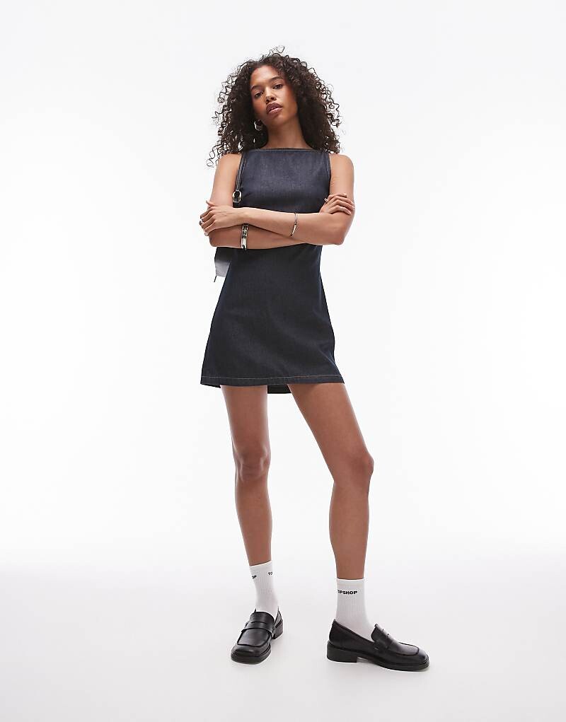 

Topshop – Джинсовое платье прямого кроя цвета индиго