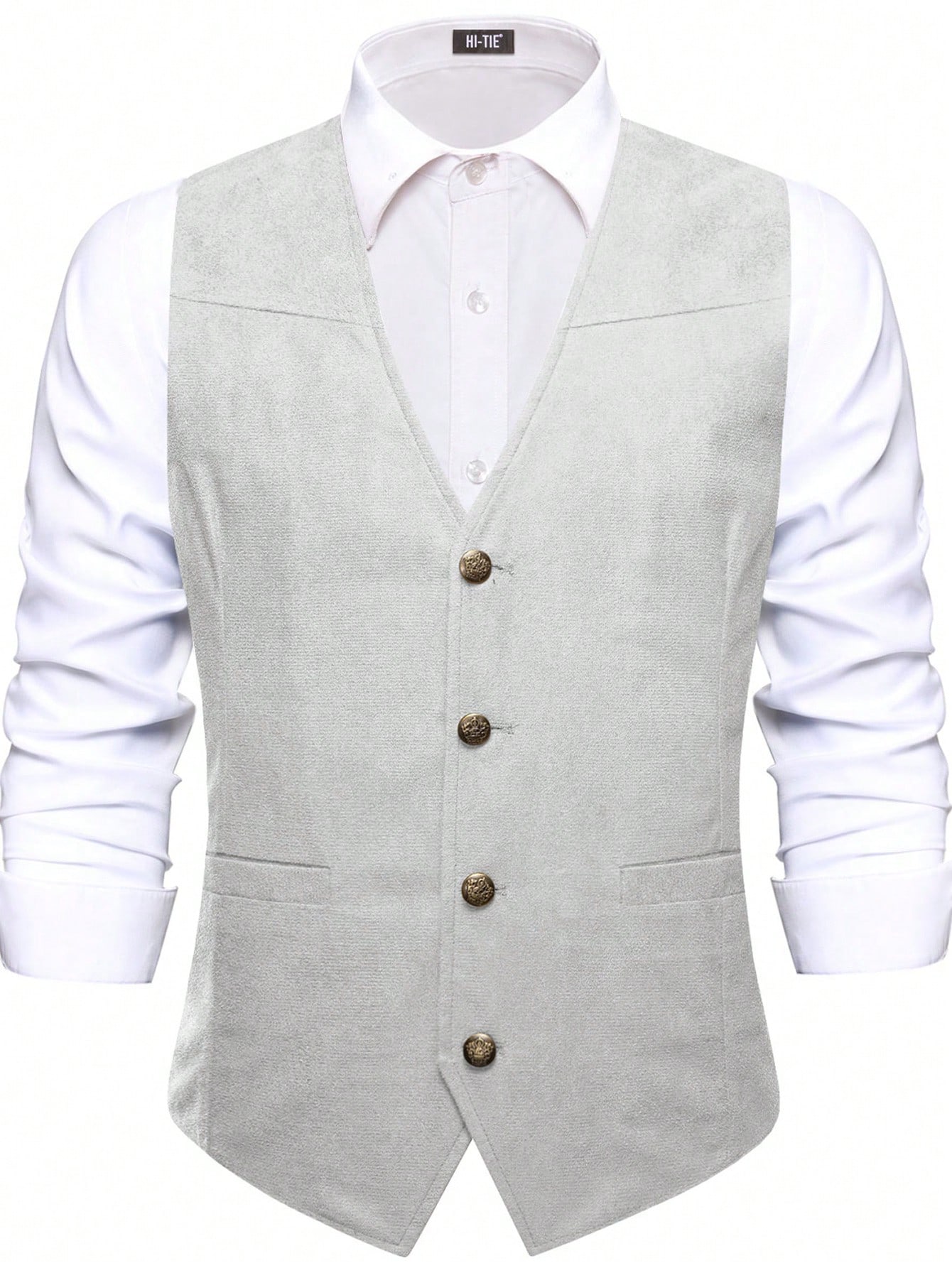 Мужской однобортный однобортный жилет, серебро мужской костюмный жилет свадебный приталенный однобортный деловой жилет без рукавов