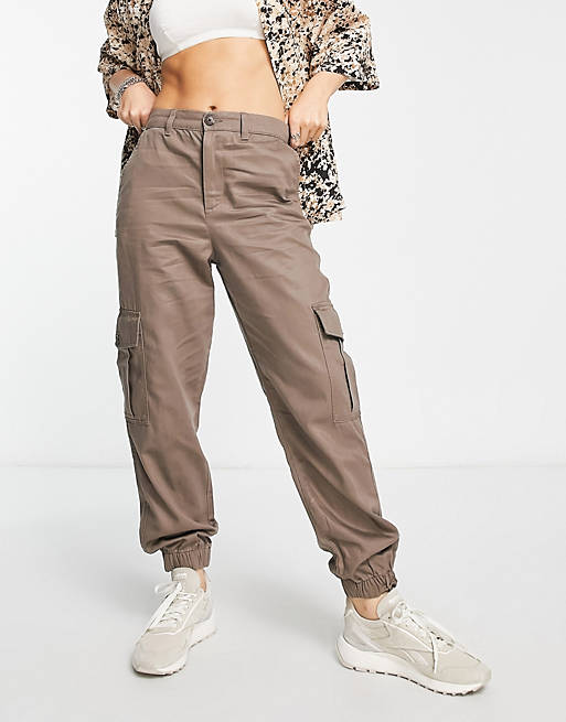 Светло-коричневые брюки карго с манжетами JJXX