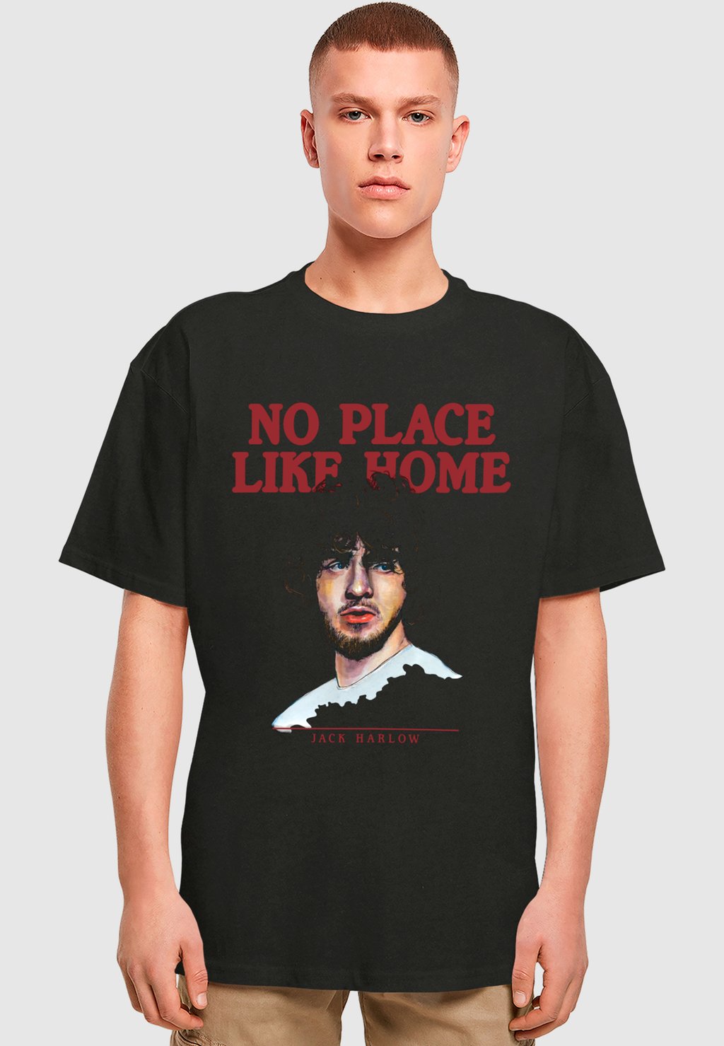 

Футболки с принтом JACK HARLOW NO PLACE LIKE HOME Mister Tee, черный