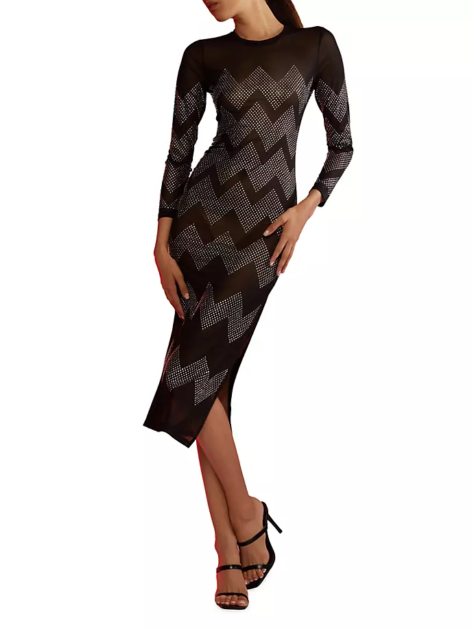 

Платье миди из кристаллической сетки Cynthia Rowley, черный