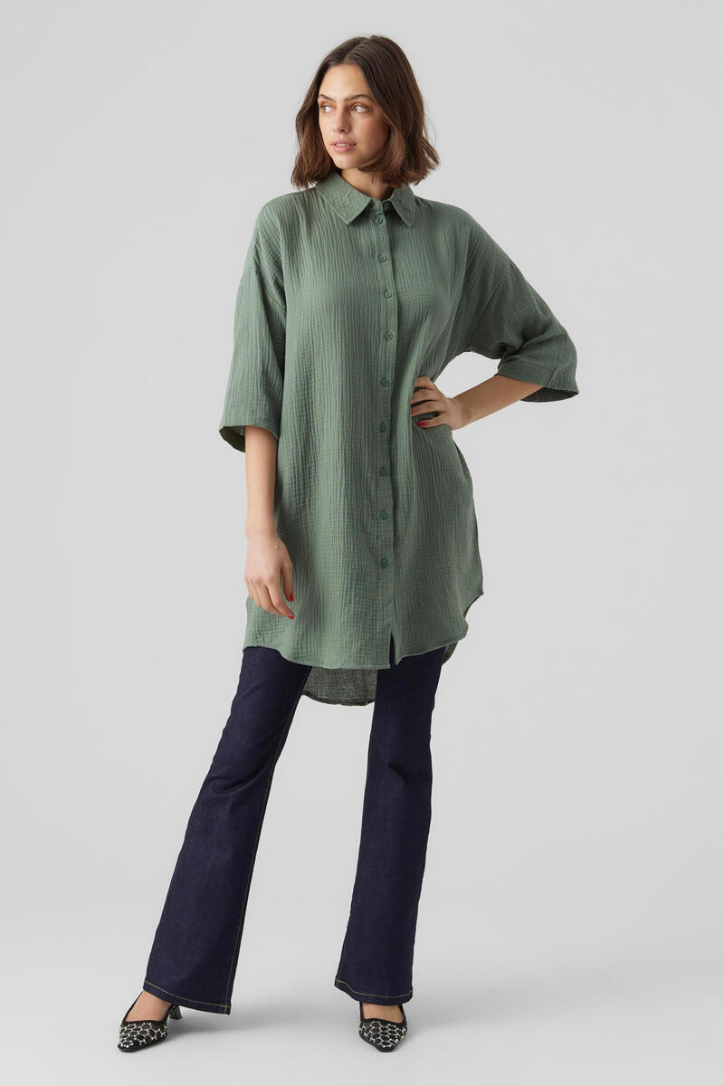 Платье-рубашка с французским рукавом Vero Moda, зеленый