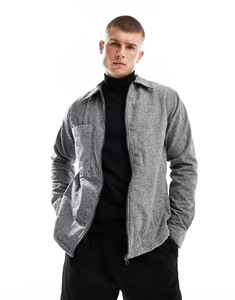 

Серая прогулочная куртка на молнии Selected Homme