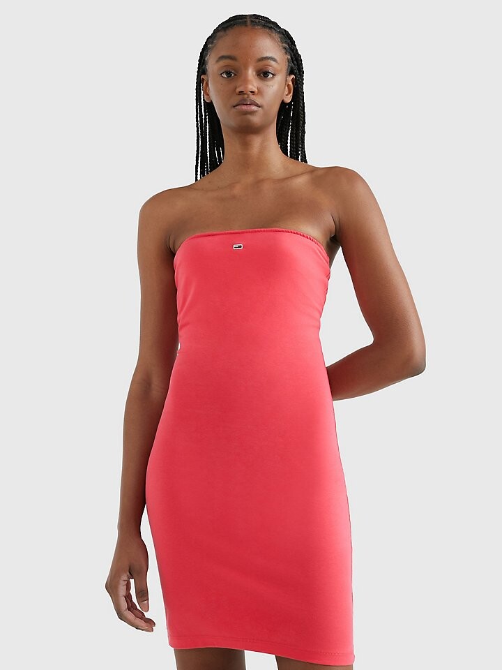 

Однотонное облегающее платье без бретелек Tommy Jeans