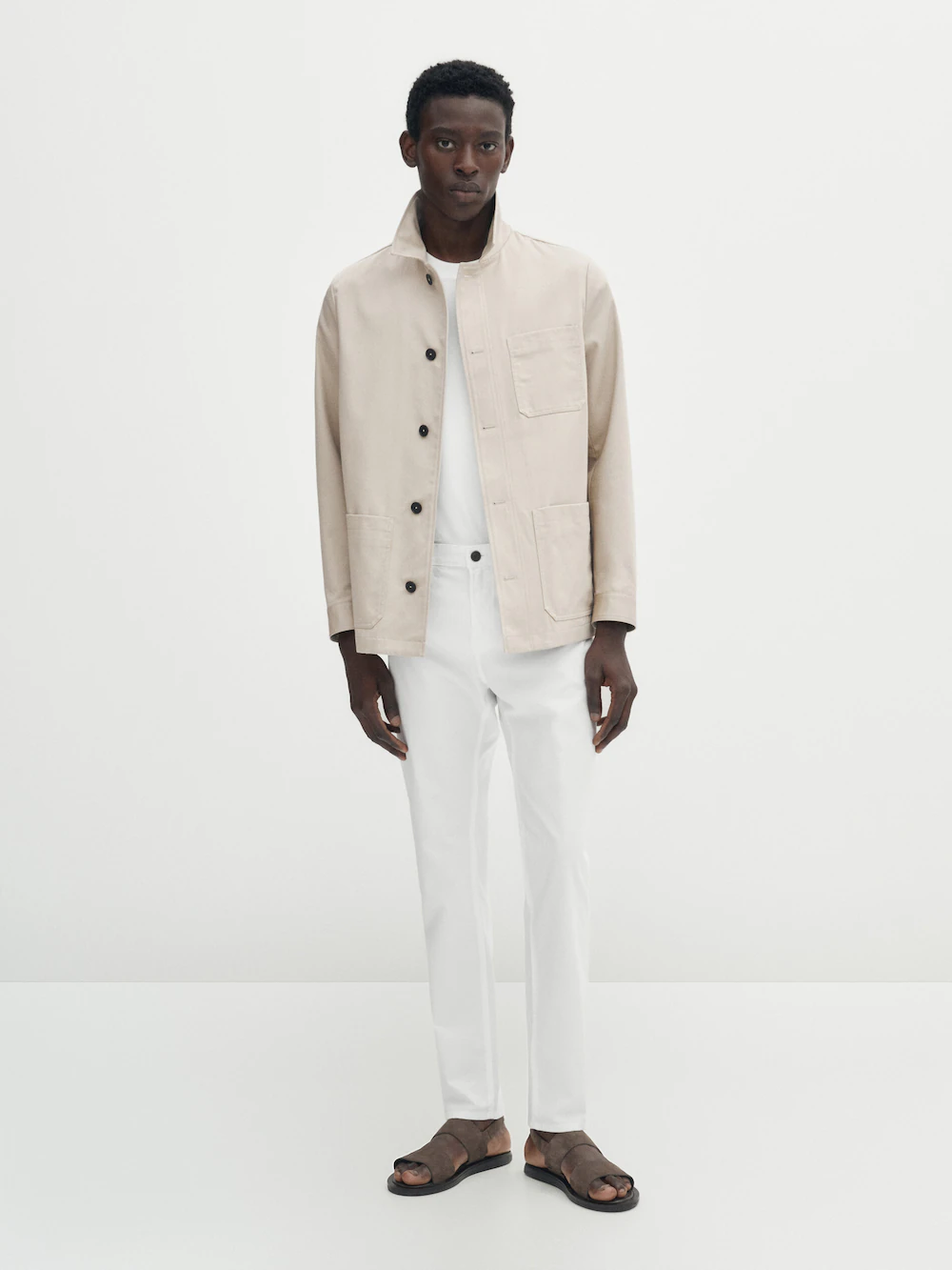 

Брюки облегающего кроя из текстурированной джинсовой эффективности Massimo Dutti, белый