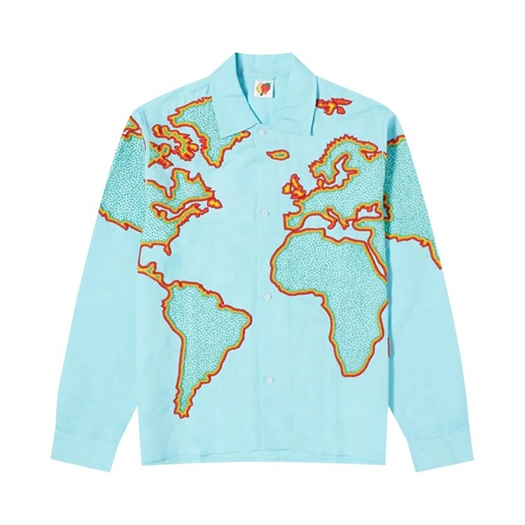 

Рубашка Sky High Farm Workwear World Map Embroidered Shirt, синий