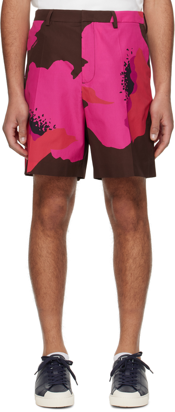 Розовые шорты с цветочным принтом Valentino re pa накладка transparent для vivo v11 с принтом цветочный узор