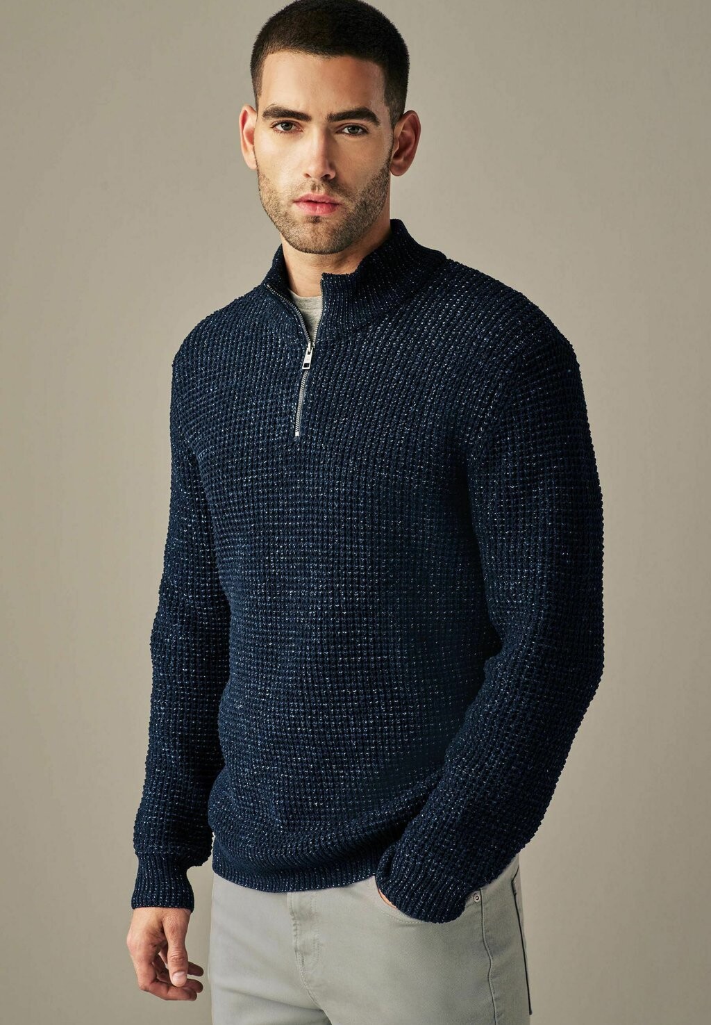 

Джемпер Cable Zip Neck Next, цвет navy