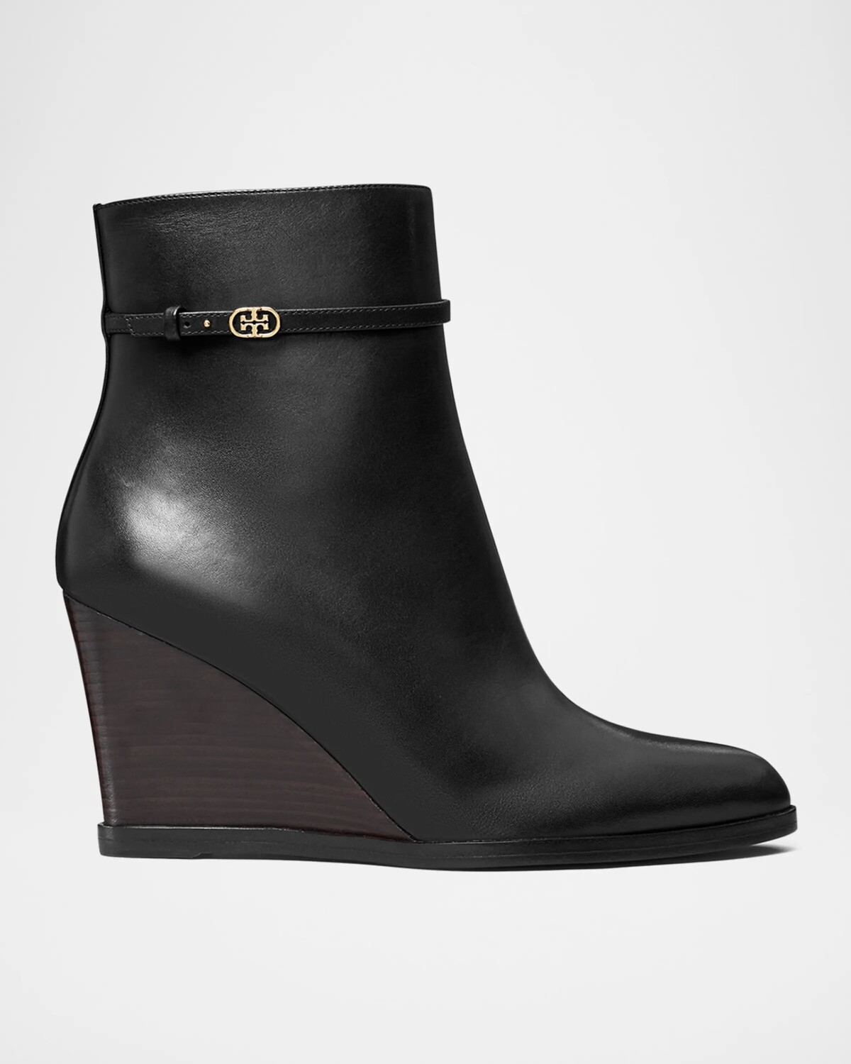 

Кожаные ботильоны на танкетке с пряжкой Tory Burch, цвет Perfect Black