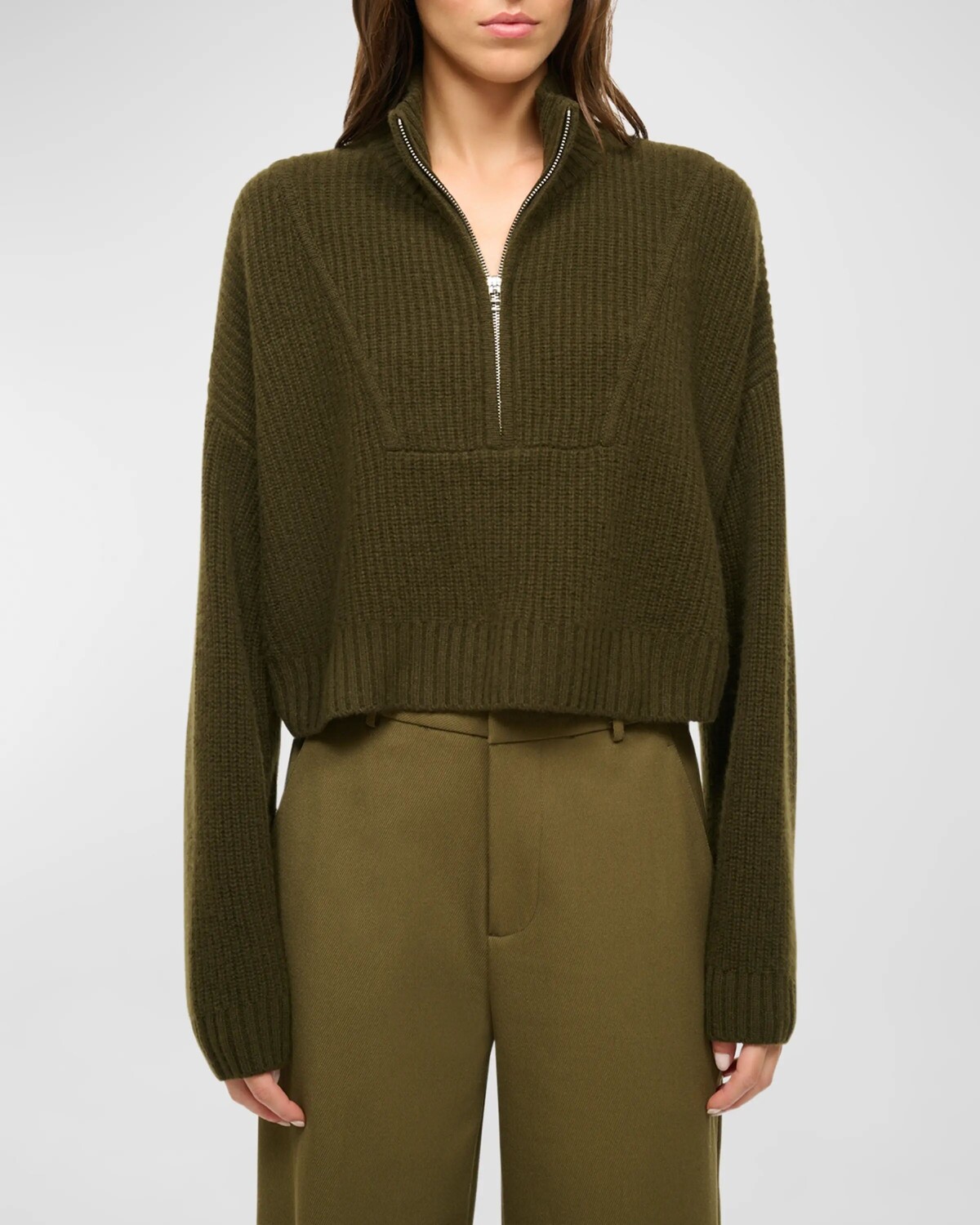 

Кашемировый укороченный свитер Hampton Staud, цвет Olive