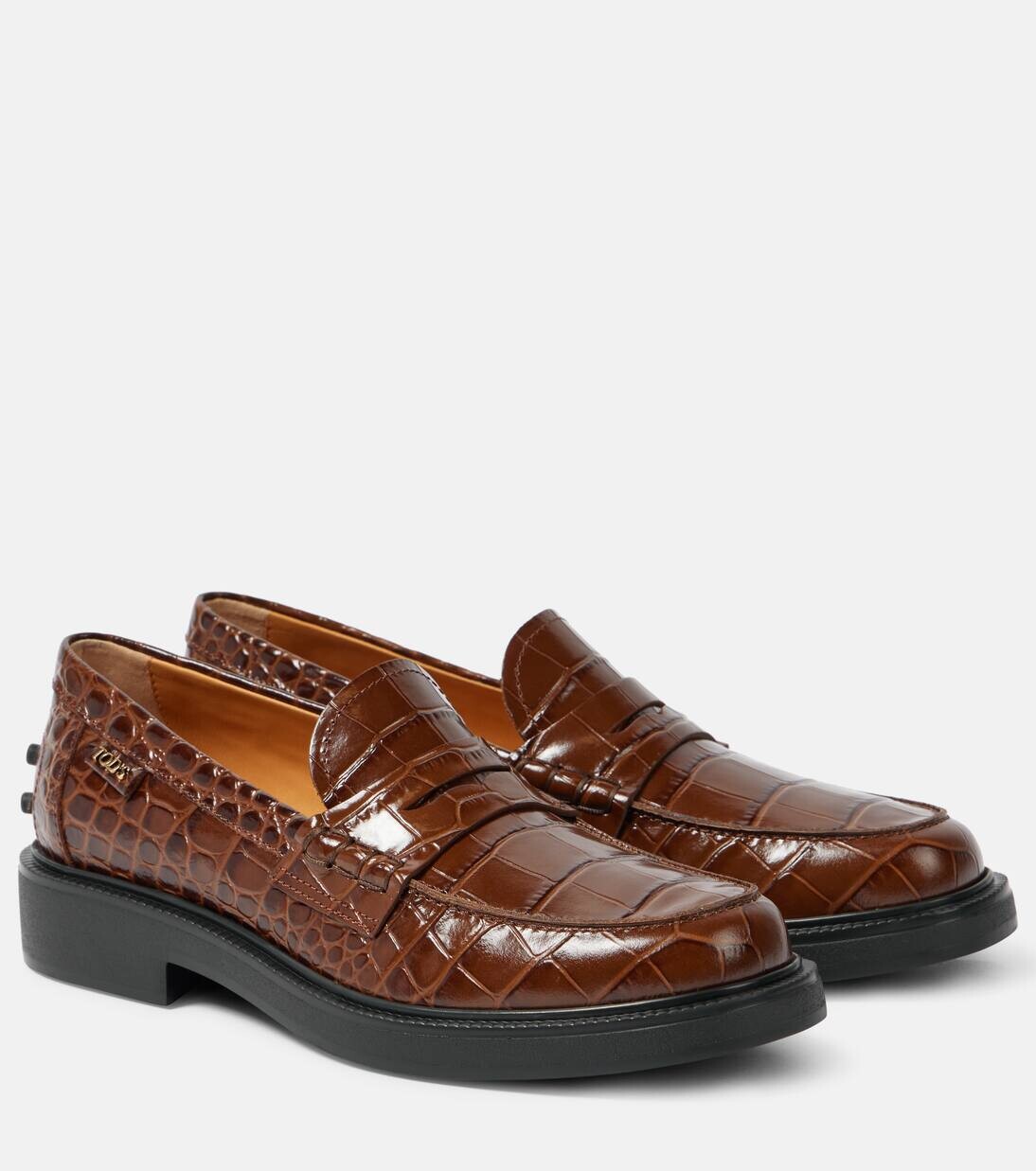 

Пенни-лоферы из кожи с крокодиловым эффектом Tod'S, цвет cacao
