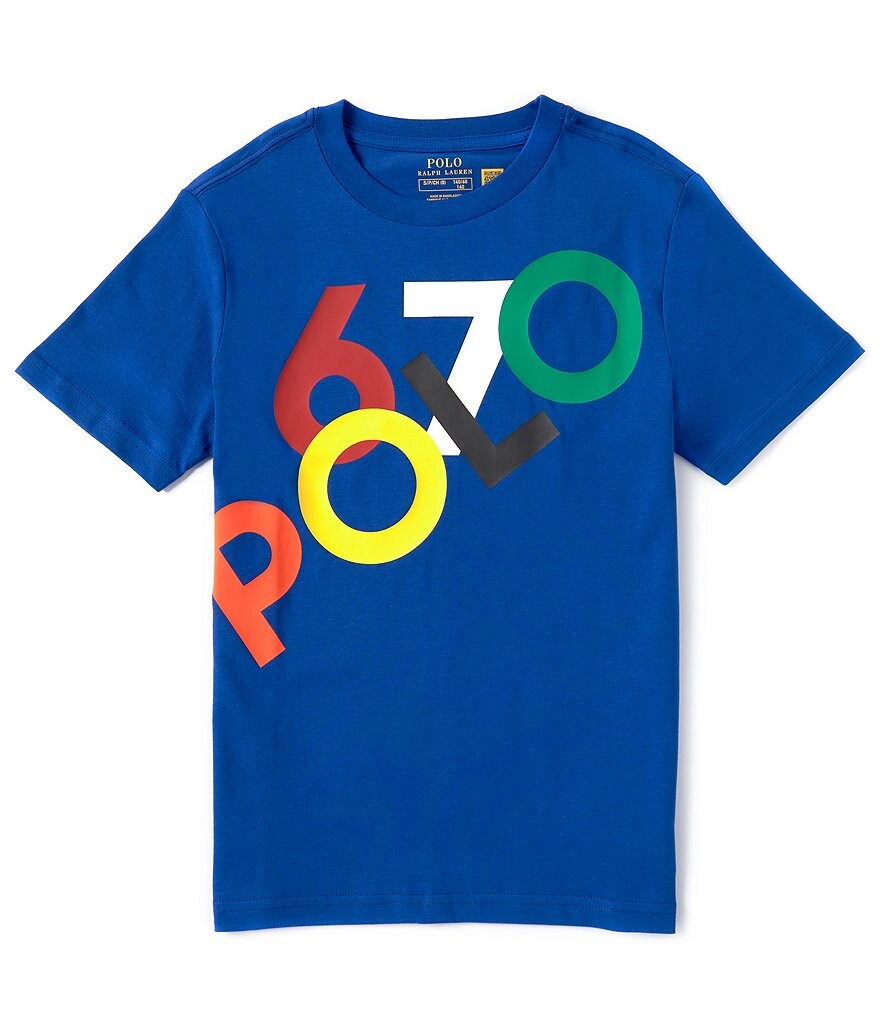 

Трикотажная футболка с короткими рукавами и логотипом Polo Ralph Lauren Big Boys 8–20, синий