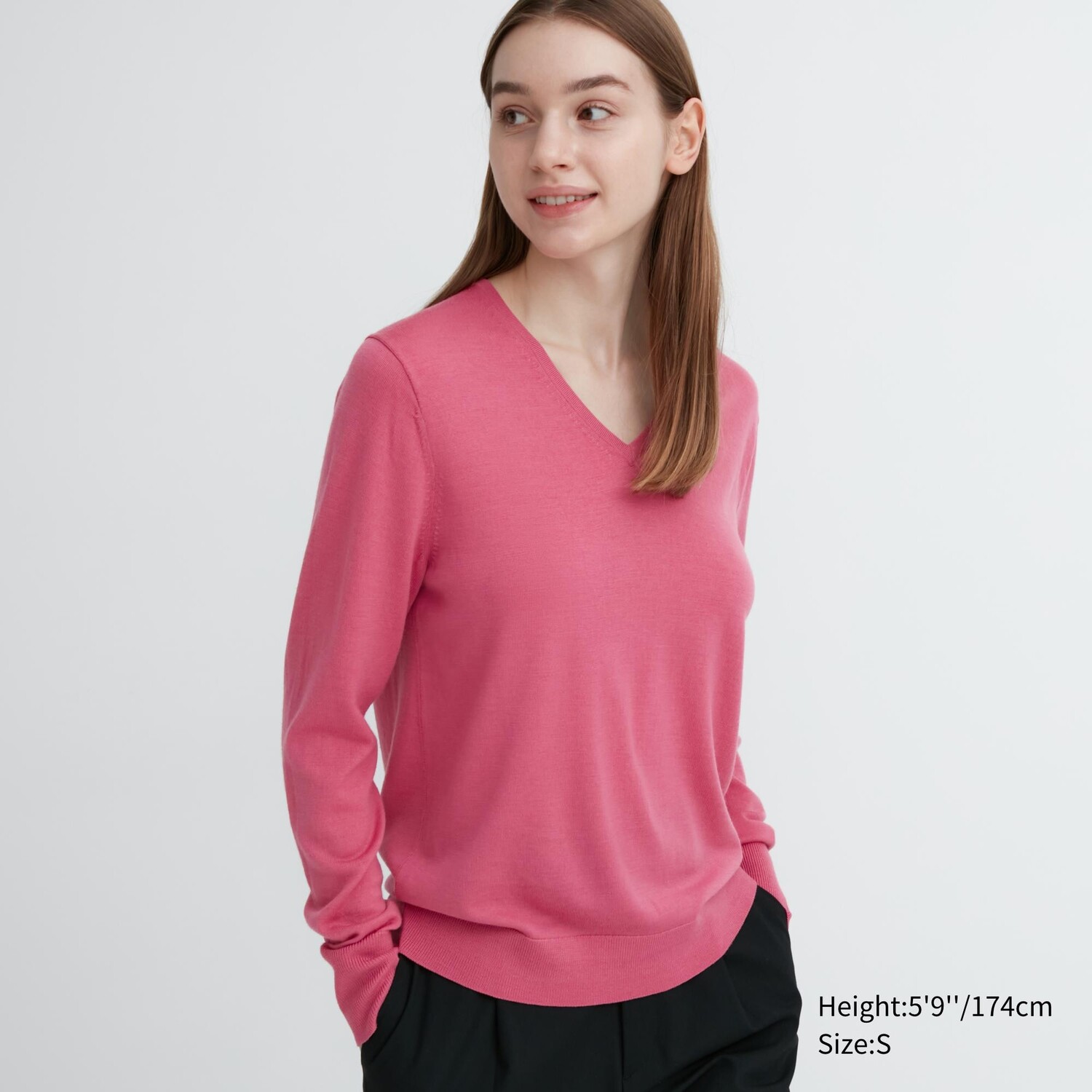 Свитер Uniqlo женский из шерсти мериноса, розовый