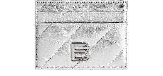 

Стеганая визитница Crush с металлическим узором Balenciaga, серебряный