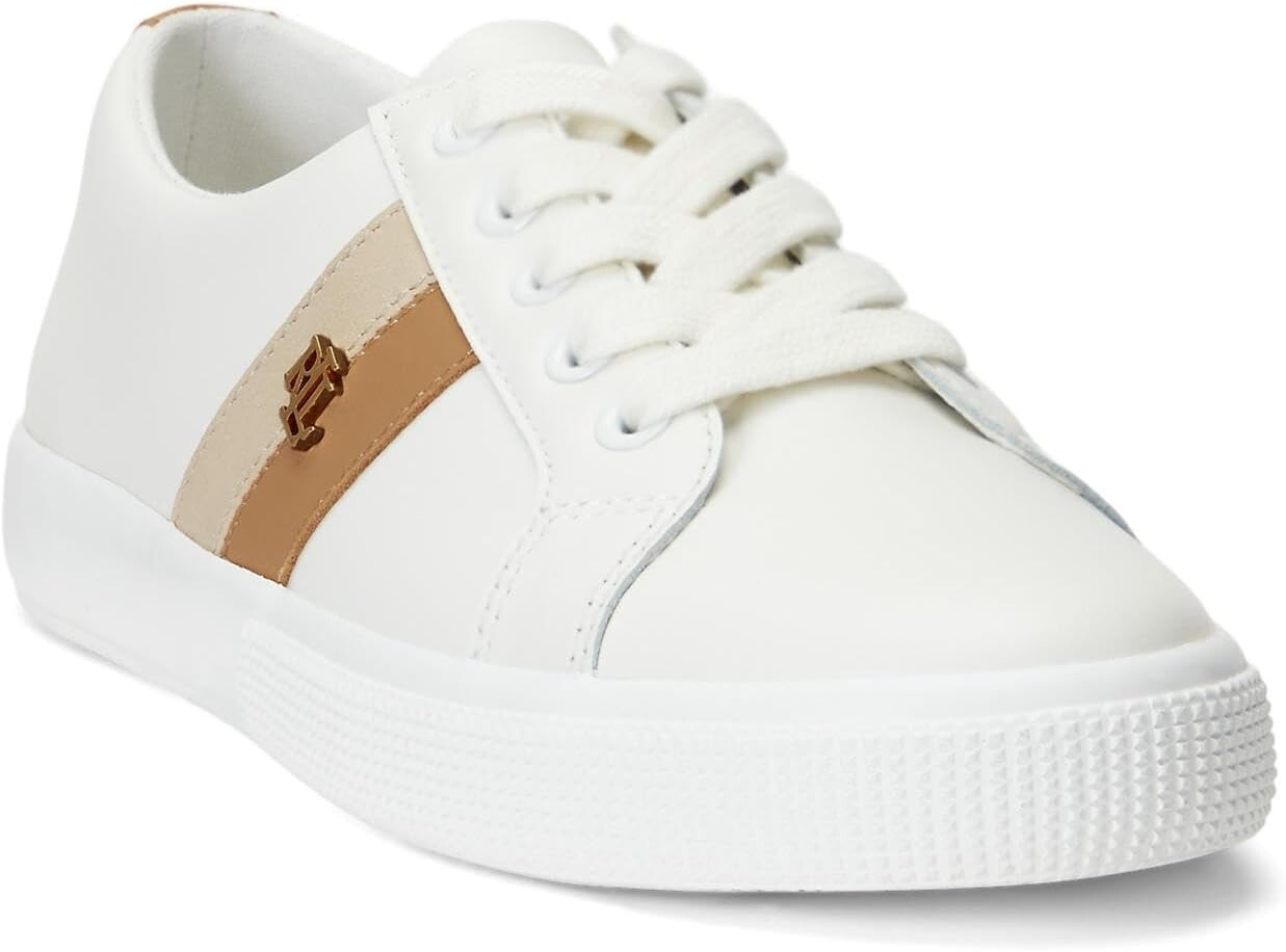 

Кроссовки Janson II Leather Sneakers LAUREN Ralph Lauren, цвет Snow White/Explorer Sand/Buff, Белый