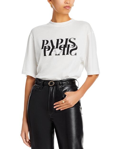 

Футболка Avi Cotton Paris Anine Bing, цвет Ivory/Cream