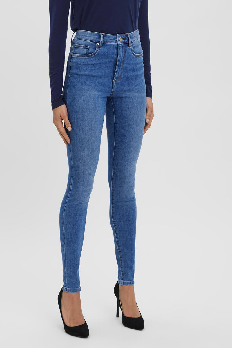 Женские джинсы скинни с завышенной талией Vero Moda, синий узкие джинсы женские уличные джинсы с высокой талией длиной до щиколотки летние модные женские джинсы стрейч с прямыми штанинами