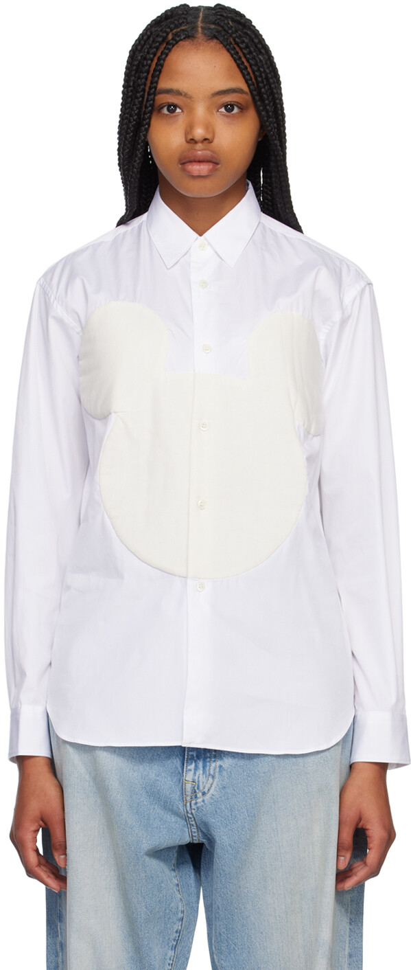 

Рубашка Comme des Garcons Белая рубашка с Микки Маусом Comme des Garçons
