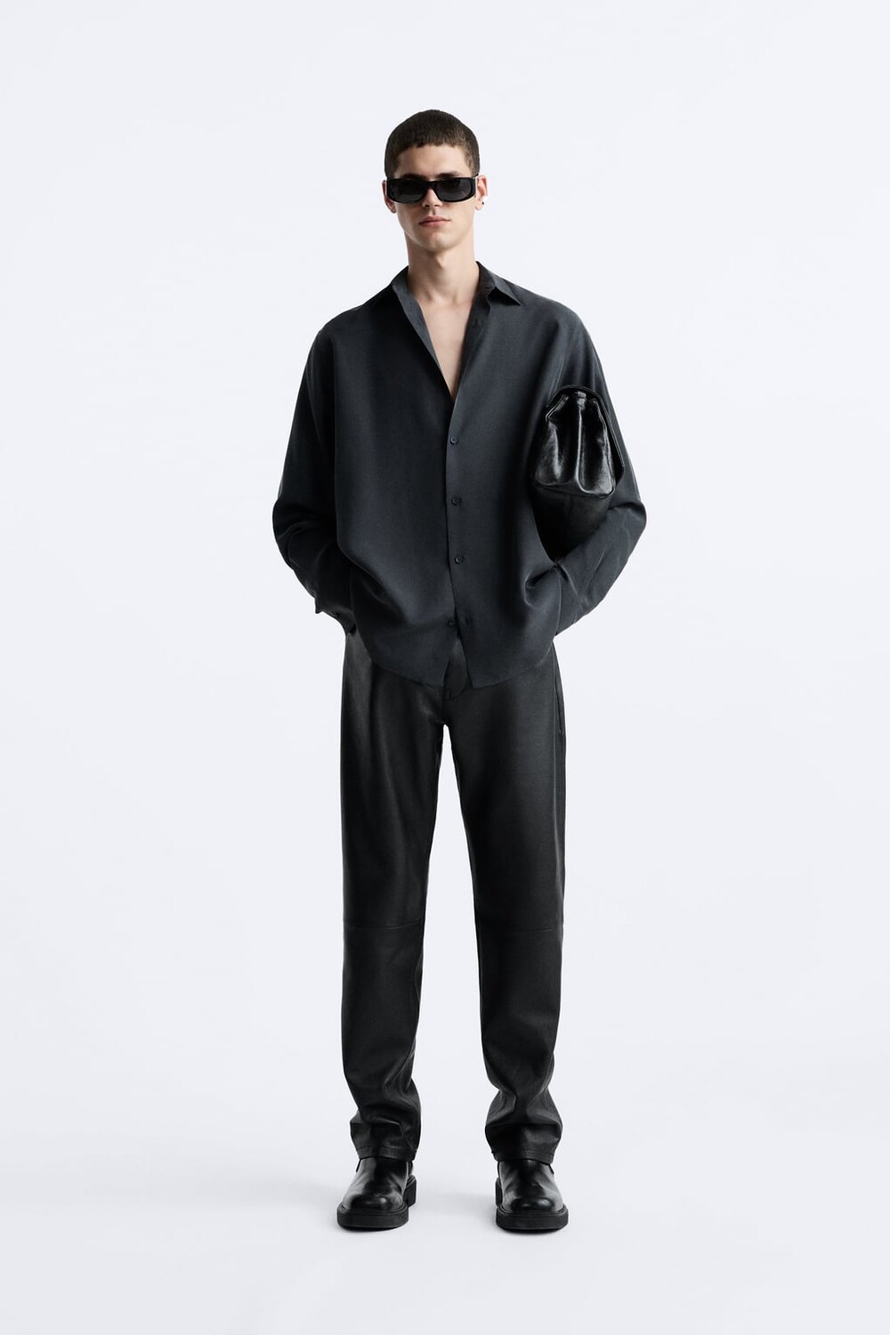

Шелковая рубашка ZARA, черный