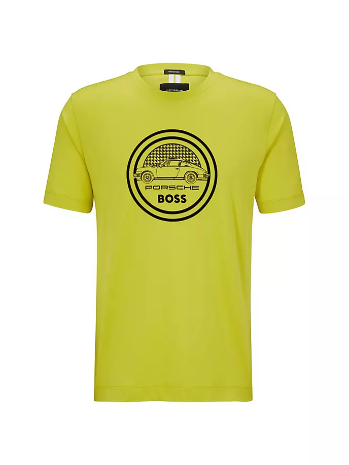 

Футболка Porsche X Boss из мерсеризованного хлопка с флокированным логотипом Boss, зеленый