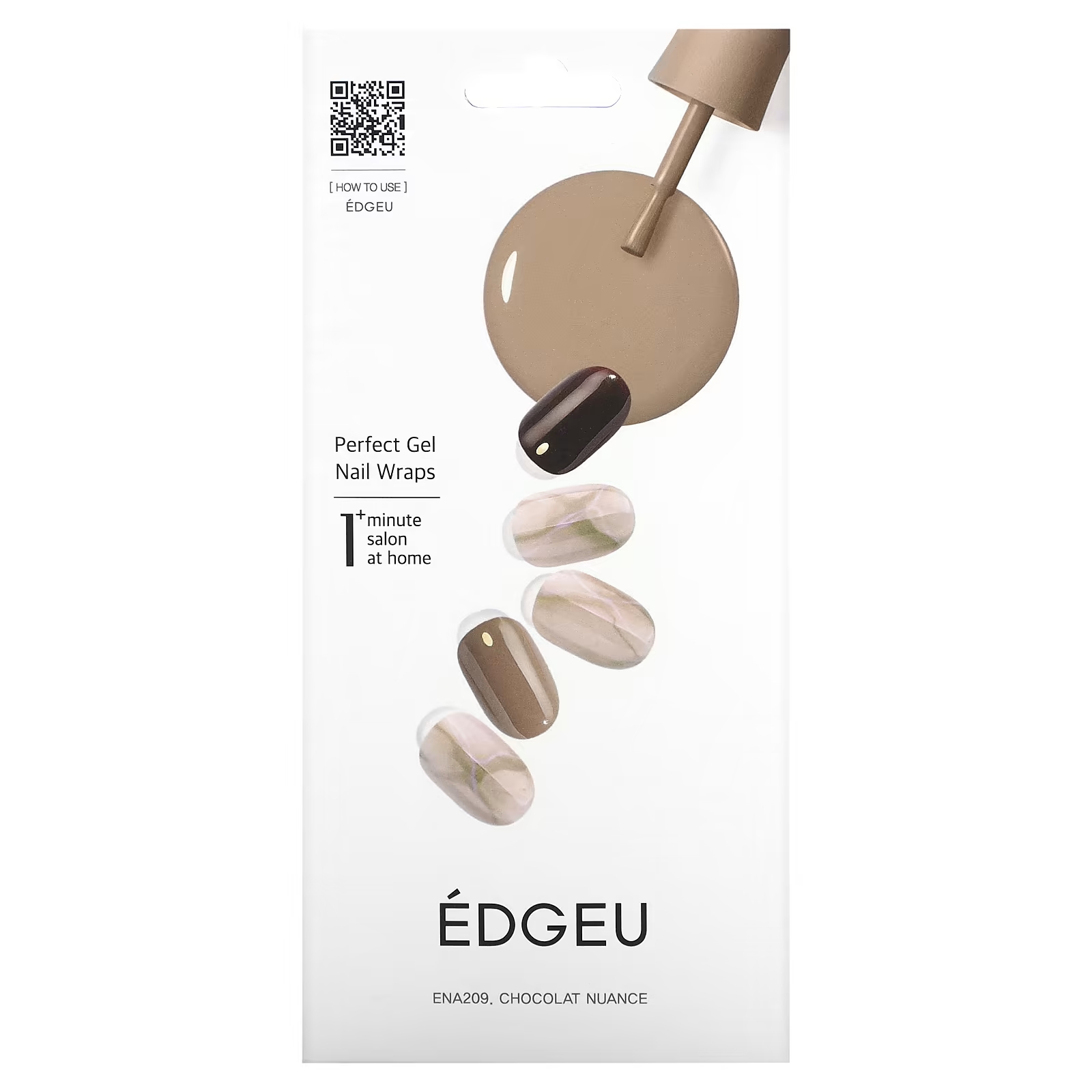 Гелевые обертывания для ногтей Edgeu Perfect Gel Nail Wraps ENT209 Chocolat Nuance