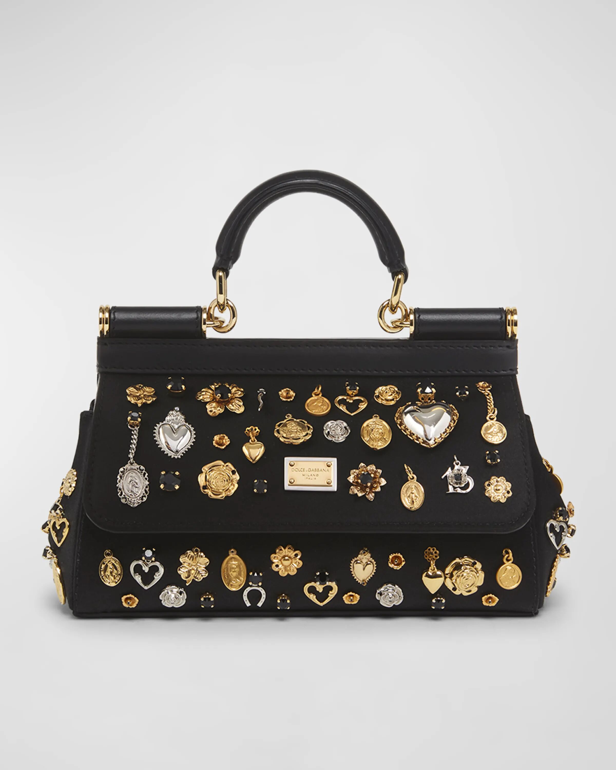 

Атласная сумка через плечо Sicily Charm Dolce&Gabbana, цвет Nero Multicolor