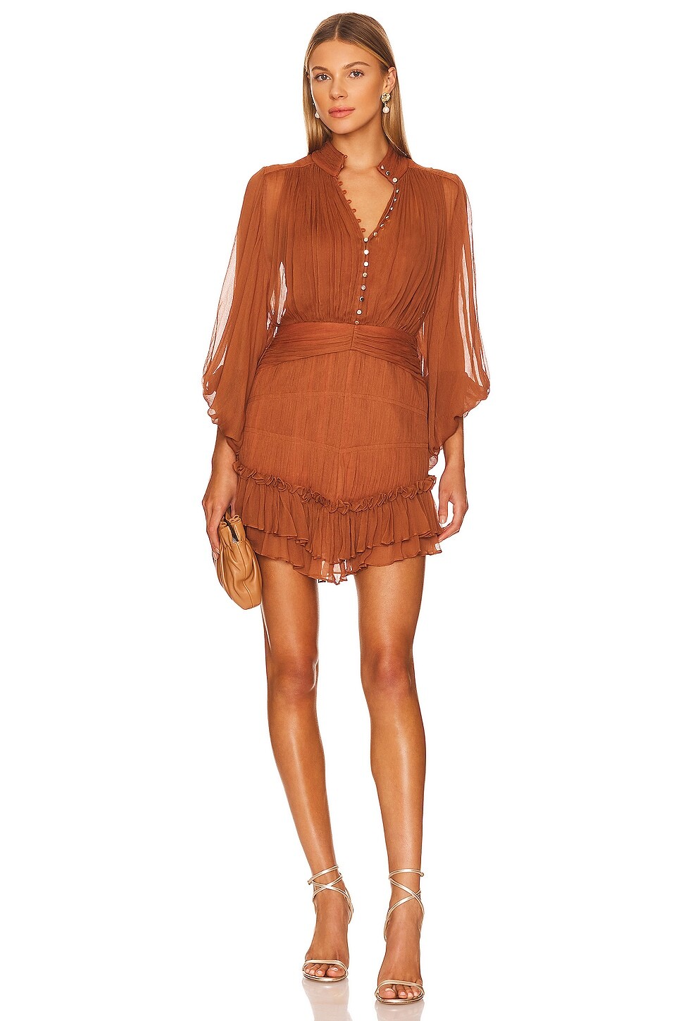 

Платье мини Shona Joy Leonie Button Up Ruched, цвет Almond