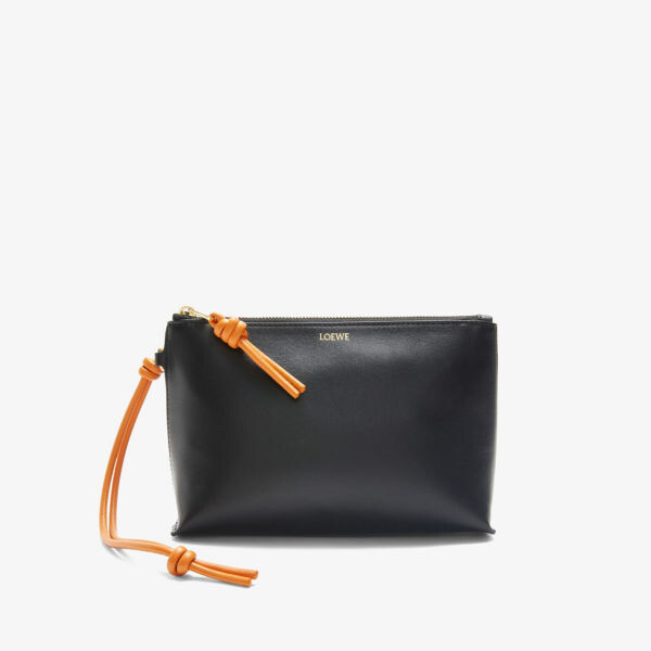 

Кожаный клатч с логотипом knot Loewe, черный