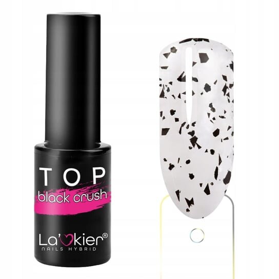 

Лак, Top Black Crush, не вытирается, не смывается, прозрачный с черными частицами, 5г, La'kier