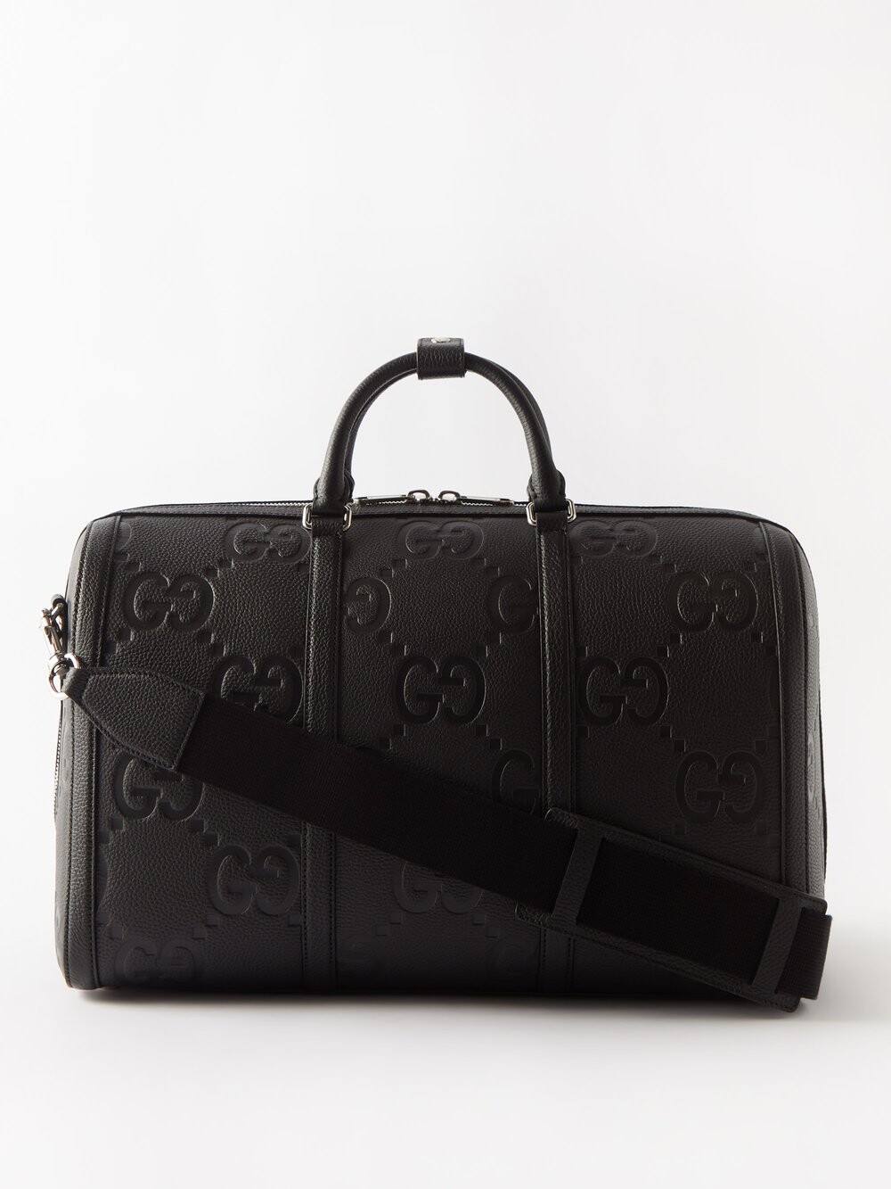

Кожаная дорожная сумка jumbo с тиснением gg Gucci, черный