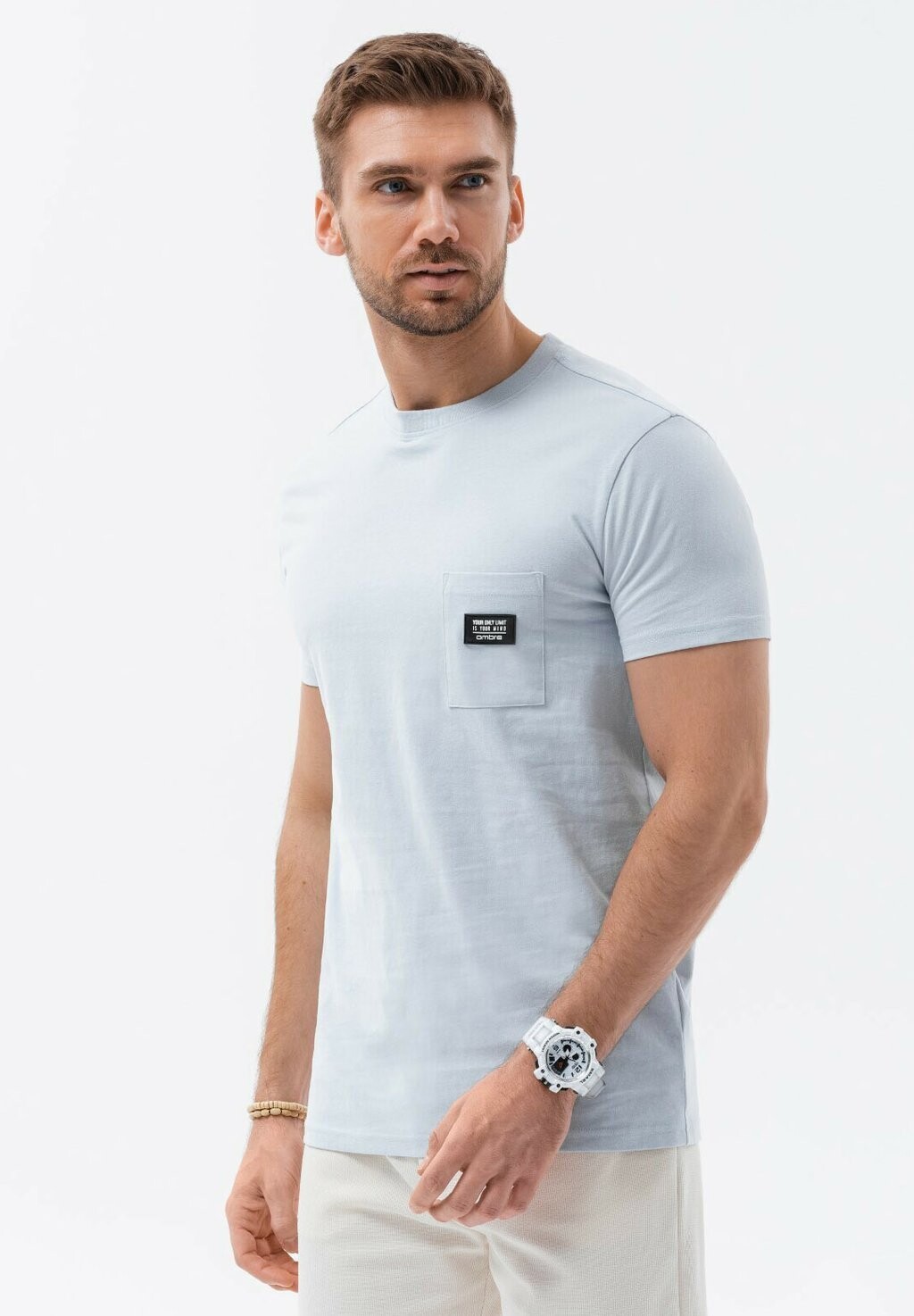 Футболка базовая WITH CHEST POCKET Ombre, цвет light blue