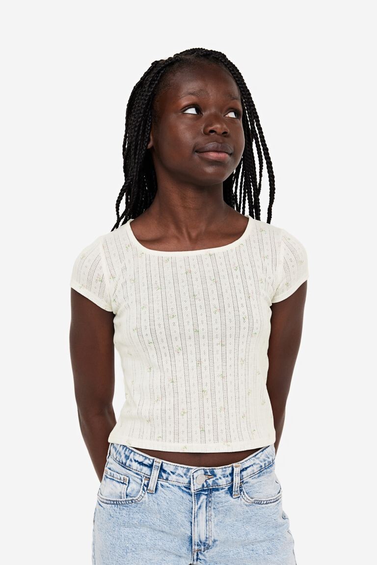 

Трикотажный топ с дырочным узором H&M